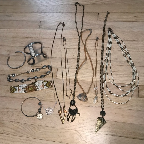 Vintage Jewelry - Bundle of 13 - southwest white & leather jewelry